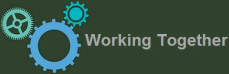logo featuring three gears followed by the words working together